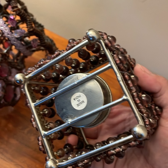 Set of two purple beaded tea light candle holder lantern boho Moroccan Indian - Picture 4 of 7